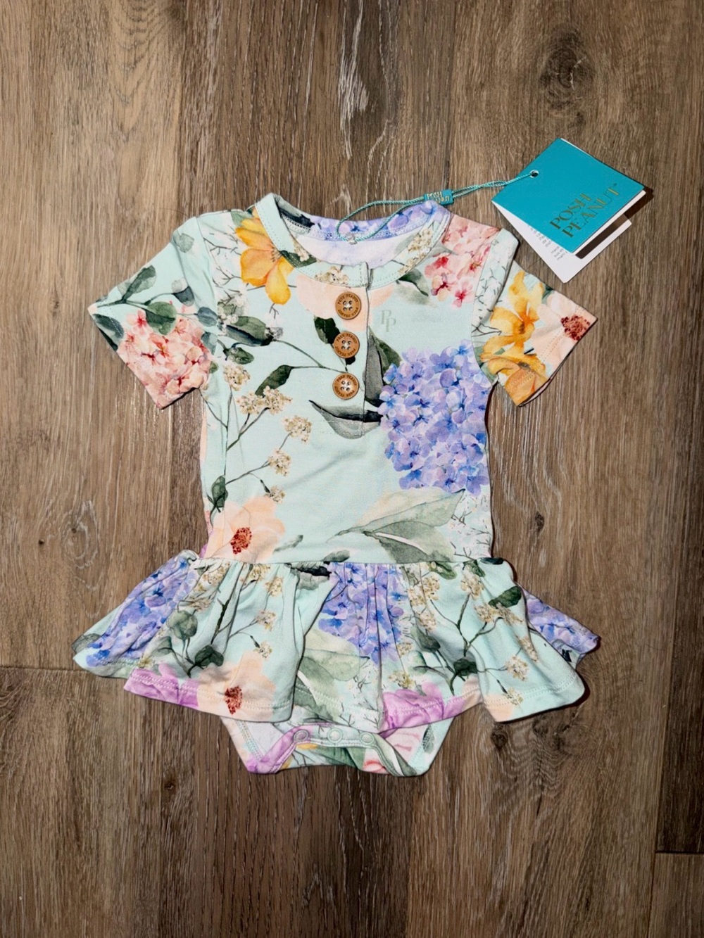 NWT Posh Peanut Erin Short Sleeve Henley with Twirl Skirt Bodysuit